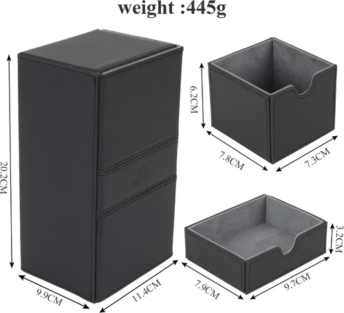 Vista 6 de AEGIS GUARDIAN - Caja de cartas para MTG con 3 bandejas, caja de cubierta Commander con capacidad para más de 200 cartas de doble manga, piel 1-3