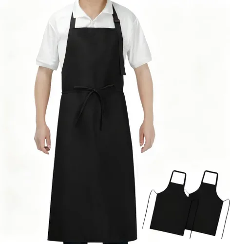 Vista 9 de SHEOMERN The Organizer Apron, 4-Pocket Design, 3 Pack, Unisex Black Kitchen Work Apron for Men and Women