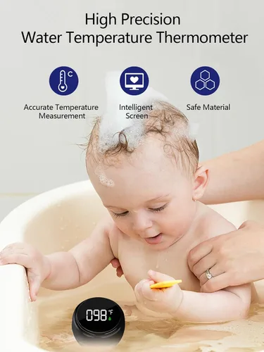 Vista 3 de Paquete de 2 termómetros digitales de baño para bañera, termómetro flotante recargable impermeable para baño de hielo, piscina
