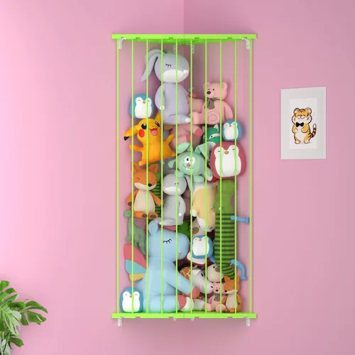 Vista 20 de Organizador de juguetes de almacenamiento de animales de peluche (patentado) – Soporte grande de esquina para animales de peluche de longitud Beige