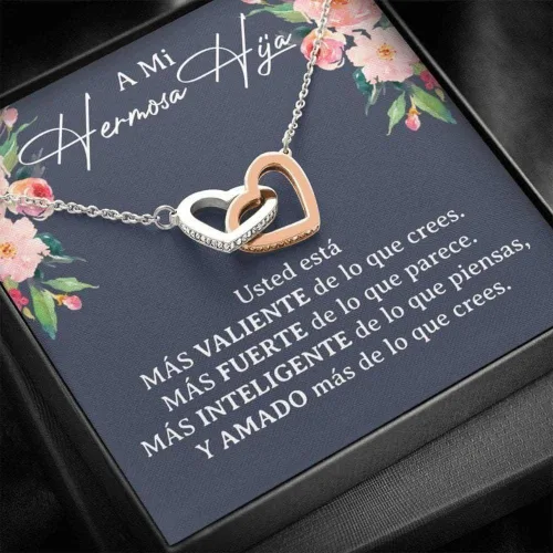 Vista 2 de Collar para hija A Mi Hija en Su Cumpleanos Feliz Cumpleanos Hija Mia Regalo Para Mi Hija Madre y Hija Collar Español CLH510078