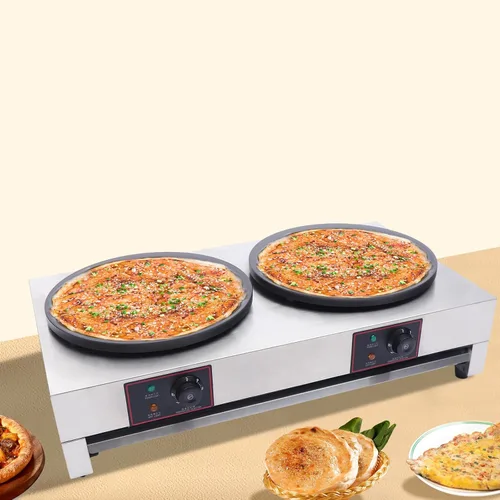 Vista 8 de Crepe Maker comercial eléctrico para panqueques antiadherente, 16 pulgadas, placa de 3400 W, temperatura ajustable para Blintzes, huevos, tortilla
