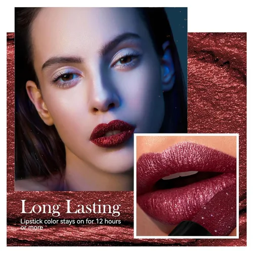 Vista 5 de Lápiz labial Diamond - Brillo de labios y sombra de ojos impermeable de larga duración, con purpurina, copa antiadherente de alto brillo, brillo