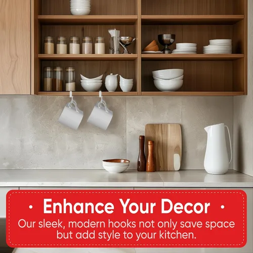 Vista 6 de Better Houseware Soporte para tazas de café, estante para tazas debajo del estante con 6 ganchos, organizador de tazas para armarios de cocina