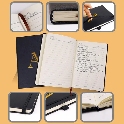 Vista 6 de Cuaderno de negocios para hombres y mujeres, cuaderno A5 con A-Z, cuaderno de papel de escritura de doble cara con divisores, diario de viaje