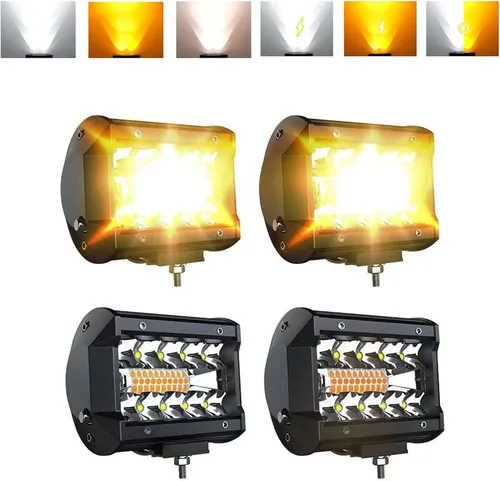 Vista 10 de ASLONG 4 piezas de 4" pulgadas LED Pods Barra de luz de trabajo todoterreno con halo RGB multicolor persiguiendo 16 colores sólidos más de 92 modos