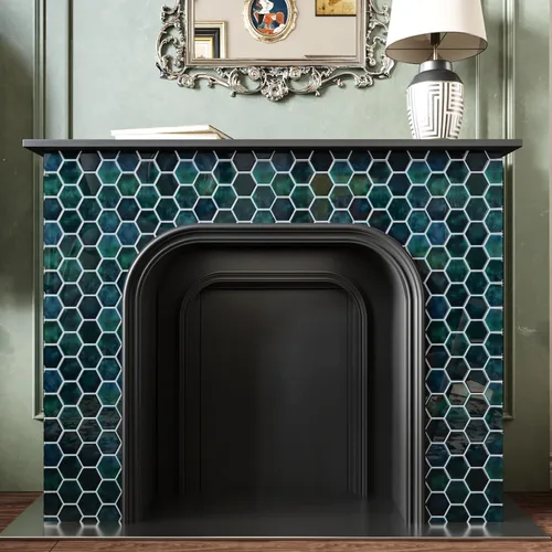 Vista 6 de CRE8TIVE 4 hojas de azulejos para despegar y pegar en muro para cocina, azulejos hexagonales de 12 x 12 pulgadas, color verde esmeralda