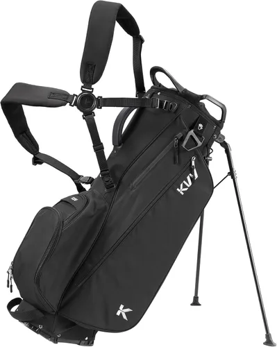 Vista 6 de KVV Bolsa de golf ligera con soporte con divisores de longitud completa de 7 vías, 5 bolsillos con cremallera, correas dobles ajustables