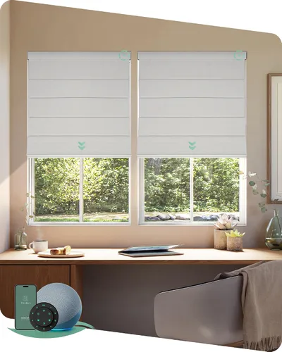 Vista 14 de Yoolax Persianas Romanas con Filtrado de Luz para Ventanas, Persianas Romanas Opacas Sin Cables, Muestra de Tela (Multicolor)