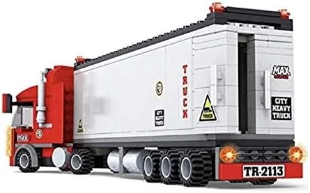 Vista 2 de General Jim's Big Red Semi-Truck Building Blocks Truck Vehicle Compatible con Lego y todas las principales marcas de construcción de ladrillos