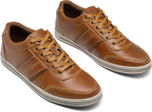 Vista 6 de Jousen Men's Leather Fashion Sneakers Retro Dress Business Casual Shoes for Men