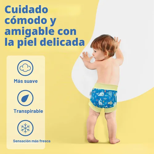 Vista 3 de ALVA - Paquete de 3 pañales de natación reutilizables para bebé, UPF 50+ Niño Color 01