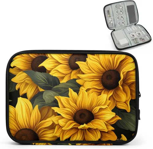 Vista 14 de Flowers Electronics - Funda organizadora de viaje, accesorios tecnológicos, bolsa de almacenamiento de cables para cables, cargador, teléfono, disco