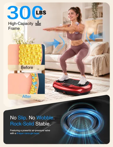 Vista 5 de Placa de vibración de cuerpo entero para drenaje linfático, 990 niveles de Rojo