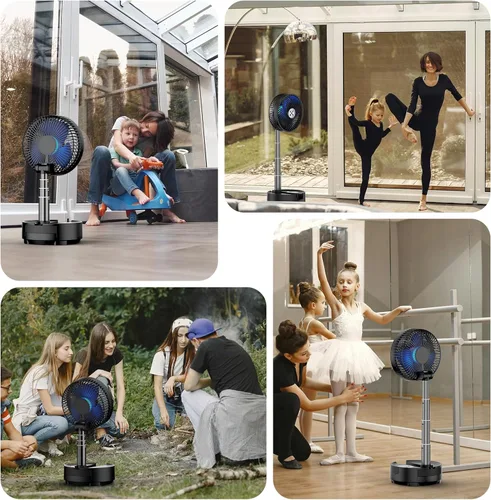 Vista 8 de Socool Ventilador Portátil de 20000mAh de 8 Pulgadas Operado por Batería, Ventilador Oscilante con Carga, Control Remoto con Luz LED, 112 Horas