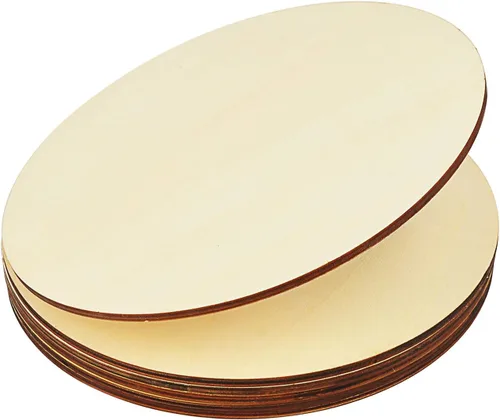 Vista 6 de 26 círculos redondos de madera de 1/4 de pulgada de grosor y 4 pulgadas, discos de madera redondos sin terminar, tableros circulares redondos