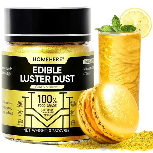 Vista 26 de HomeHere Purpurina comestible para bebidas y pasteles, 0.35 onzas de polvo brillante de diamante de grado alimenticio, polvo brillante