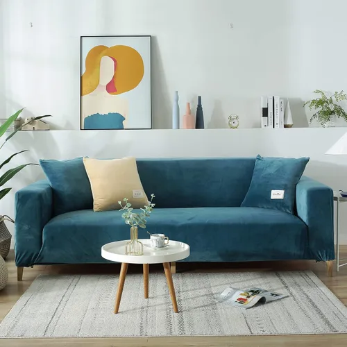 Vista 2 de MIFXIN Funda elástica de terciopelo para sofá, 1 pieza, funda de elastano para sillón, protector de muebles para sala de estar, decoración del hogar