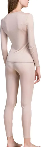 Vista 3 de Grenasasilk Ropa interior larga de seda para mujer, ropa interior térmica de seda de morera, ropa interior térmica para clima frío Beige