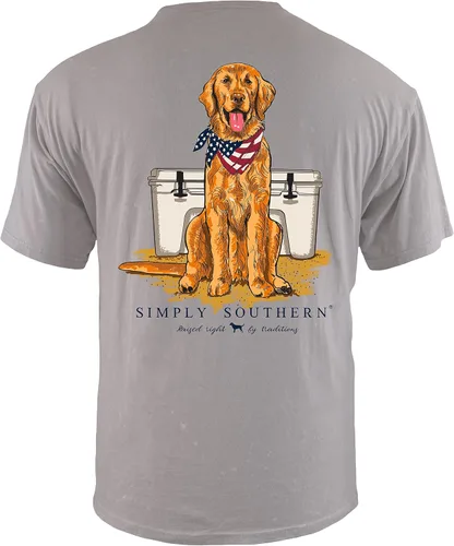 Vista 3 de USA Golden Retriever - Camiseta de manga corta de color simple