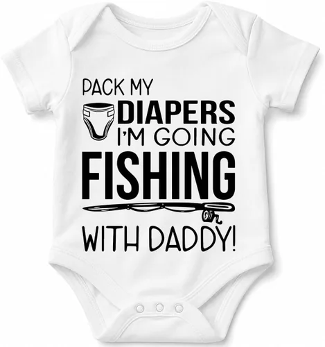 Vista 10 de Pack My Diapers, I'm Going Fishing With Daddy - Divertido body para bebé Negro