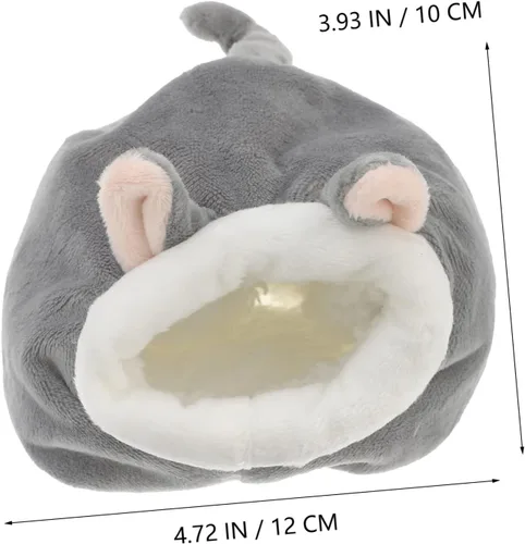 Vista 6 de TEHAUX Mini cama de hámster y casas, mini cueva de algodón para nido de mascotas, bonita cama cálida para hámster (gris)