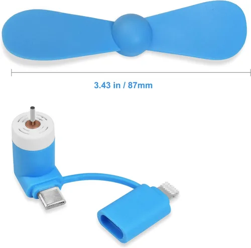 Vista 3 de Paquete de 6 mini ventiladores de teléfono celular 2 en 1 compatibles con iPhone, iPad, teléfono inteligente Android, tableta, colorido y potente