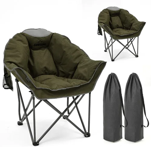 Vista 8 de Silla de campamento cómoda acolchada de gran tamaño para adultos, silla de césped acolchada portátil, (paquete de 2) (naranja)