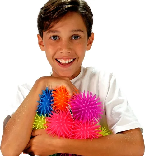 Vista 6 de JA-RU Googly Bola de Goma Inflable con Pinchos (1 Unidad Surtida) Tentáculos Suaves, Blandos y Elásticos. Juguete Sensorial Colorido para Niños.