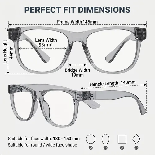 Vista 4 de Eyekepper Blue Light Glasses Men Women, Large Black Eyeglasses