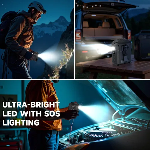 Vista 5 de CAZOKASI Ventilador de clip de cintura portátil con soporte de escritorio de iluminación, 16000 rpm, tiempo de funcionamiento hasta 20 horas