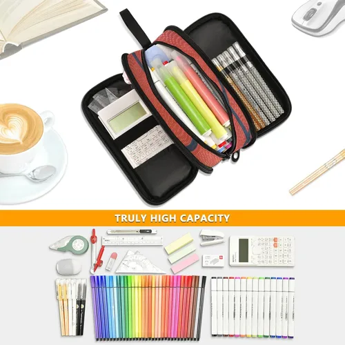 Vista 5 de Kcldeci Estuche para lápices con textura de baloncesto, gran capacidad, estuche para lápices, bolsa para lápices, bolsa para escuela