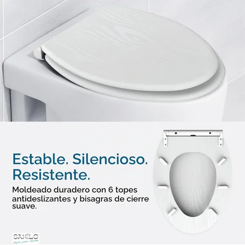 Vista 6 de Sanilo Asiento de inodoro de madera con liberación rápida y cierre suave [alargado] Asiento de madera moldeada decorativo y de cierre lento, con un