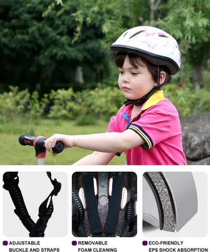 Vista 6 de Casco de bicicleta súperligero rosa para niñas pequeñas y bebés.