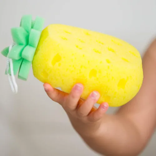 Vista 2 de Esponja de ducha con forma de piña para todos, bebés, niños y niños pequeños (piña)