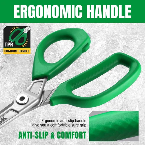Vista 7 de SK - Tijeras resistentes de 9 pulgadas, tijeras multiusos, construcción premium de acero CR-V, hojas forjadas de una sola pieza, mango ergonómico