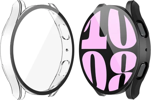 Vista 13 de Langboom Funda rígida negra compatible con Samsung Galaxy Watch 5 Galaxy Watch 4 de 1.575 pulgadas (1.575 in) con protector de pantalla, protector
