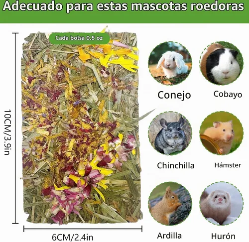 Vista 2 de Hamiledyi Juguetes masticables de conejo, 15 piezas de chips de heno Timothy naturales para masticar, juguetes de enriquecimiento con aroma floral a
