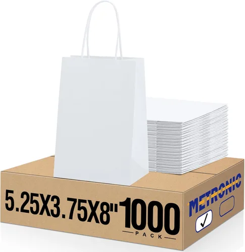 Vista 12 de METRONIC Bolsas de regalo de papel marrón de 5.25 x 3.75 x 8 pulgadas