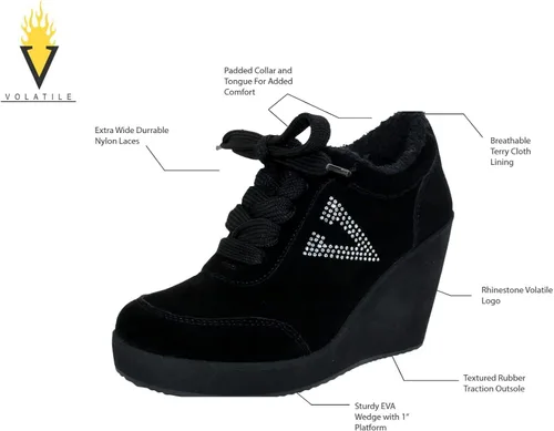 Vista 5 de VOLATILE Cash Fashion - Zapatos deportivos de cuña con plataforma para mujer