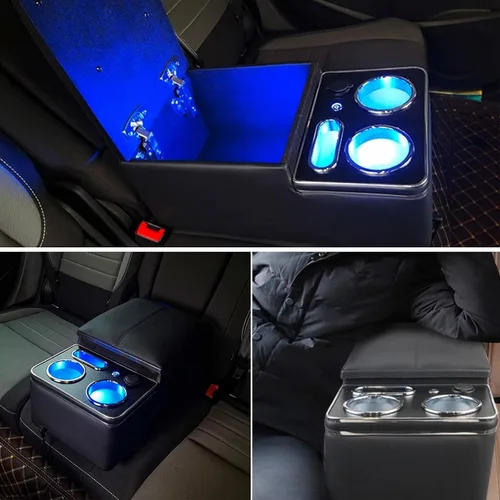 Vista 6 de Organizador de Consola Central Mejorado con Portavasos y Soporte para Teléfono para Automóvil y Camioneta y Camión Piso Cabina Asiento Trasero Banco