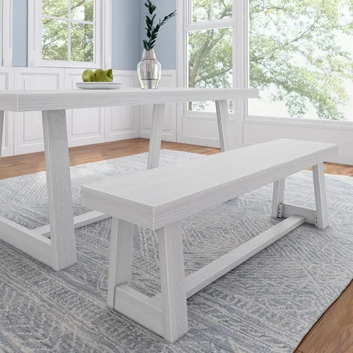 Vista 16 de Plank+Beam - Mesa de comedor de 48 pulgadas estilo granja, mesa de cocina rústica de madera maciza, mesa de comedor para el comedor, mobiliario