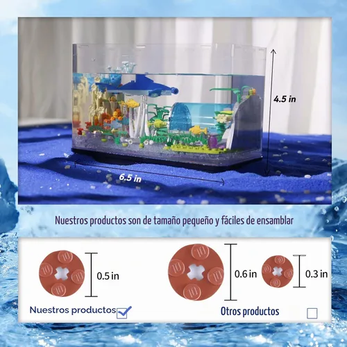 Vista 4 de Bibilock Bloques de construcción de pecera, bloques de construcción de acuario ideales creativos (puede añadir efectos de luz de agua y carga)