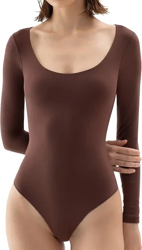 Vista 7 de PUMIEY Body de manga larga con cuello redondo para mujer, sexy, colección Smoke Cloud 01 Negro azabache