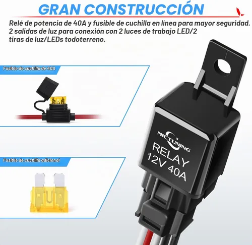 Vista 3 de Mictuning - Kit de arnés para barra de luz, relé de fusibles e interruptor impermeable.