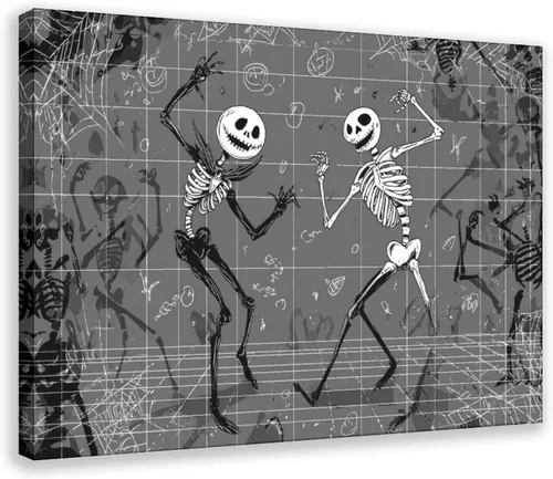 Vista 13 de JDBeehpy Spooky Halloween Cemetery Scene Wall Art Jack - O' - Lanterns Poster Mysterious Night Sky Frame Canvas Print PaintingCreepy Decor Mural