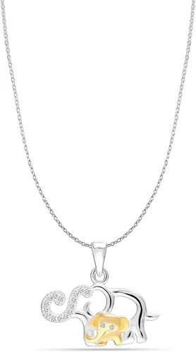 Vista 2 de LeCalla Collar de plata de ley 925 con colgante de elefante de buena suerte con diseño de animales de buena suerte, regalo de joyería para mujeres