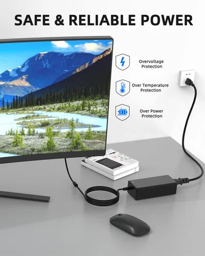 Vista 5 de Cable de alimentación de 19 V CC compatible con cargador de monitor LG 32LH570B 29UM57-P 27EA63V-P 26LN4500 25UM57 32 27 26 24 23 22 20 19 pulgadas