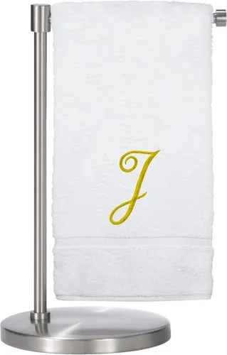 Vista 72 de Script R - Toalla de baño con monograma, regalo personalizado, 27 x 54 pulgadas, juego de 1 toalla bordada con texto dorado, 100% algodón turco Navy