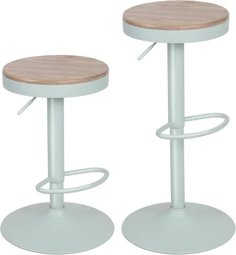 Vista 11 de Kidol & Shellder Juego de 2 taburetes de bar negros ajustables giratorios sin espalda, modernos y redondos de madera, sillas de barra de altura sin